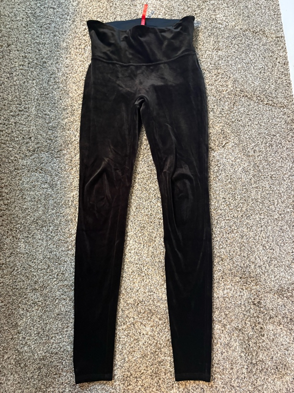 SPANX Black High-Waist Velvet Leggings